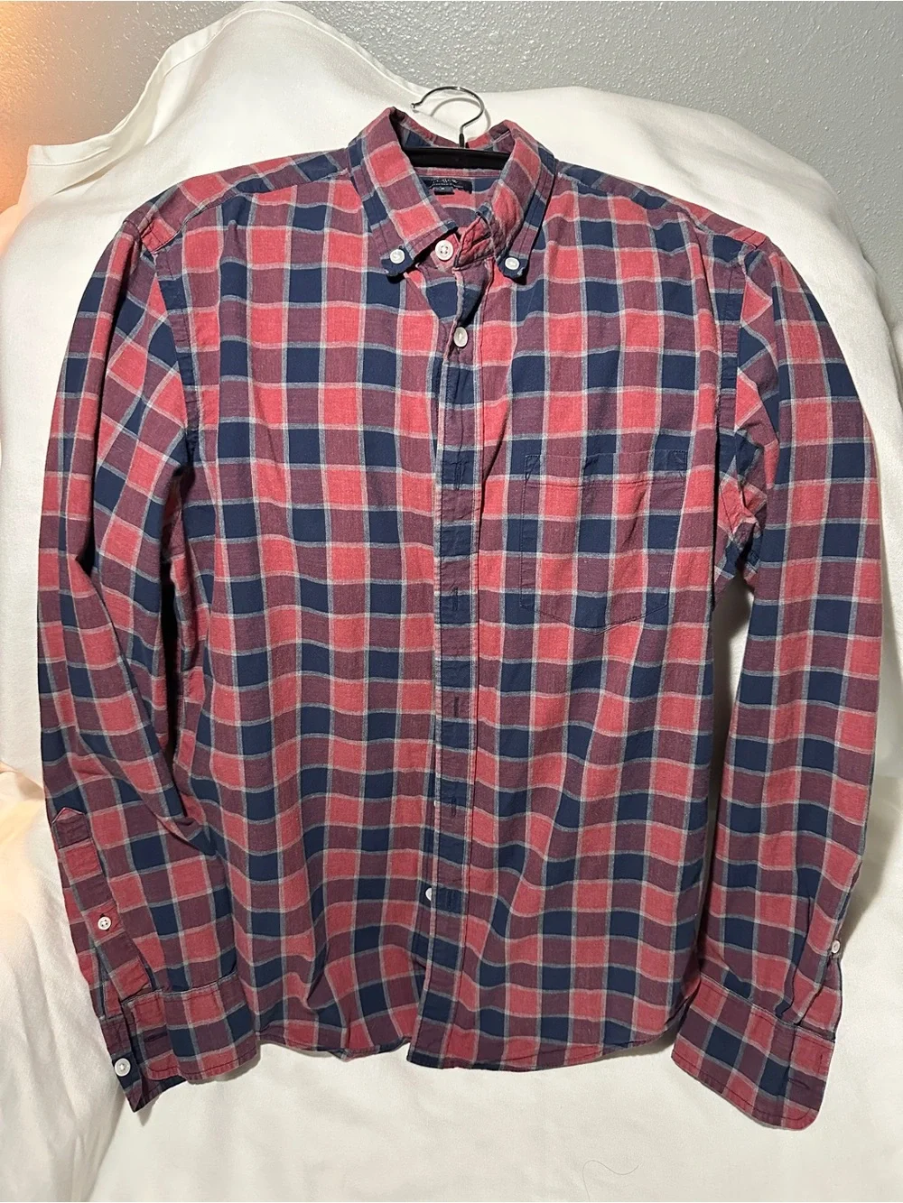 J. Crew Red & Navy Plaid Button-Down Shirt